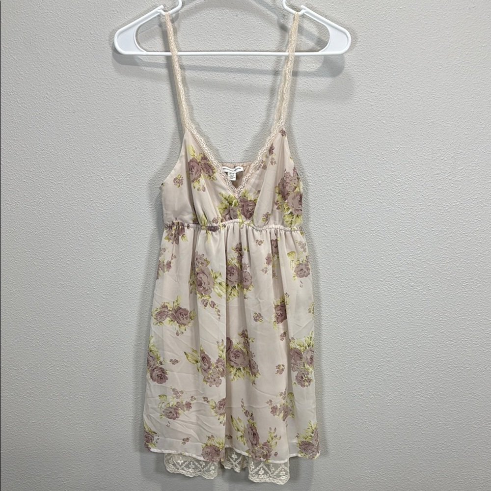 American Eagle babydoll Floral Lace detail Dress Y2K